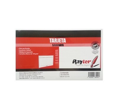 Tarjeta 5 x 8 raya con 100 piezas Rayter
