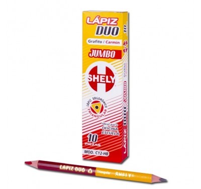 Lapiz duo Shely jumbo triangular con 10 piezas