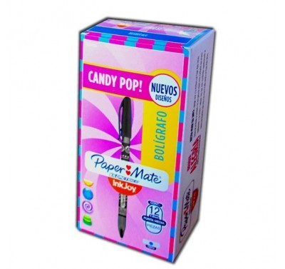 Bolígrafo punto mediano Kilometrico inkjoy negro candy pop con 12...