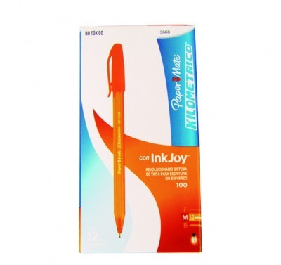 Bolígrafo Kilometrico Inkjoy punto mediano naranja Berol con 12 piezas