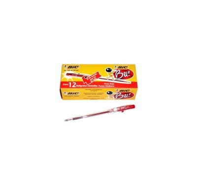 Bolígrafo bu2 retractil rojo con 12 piezas BIC