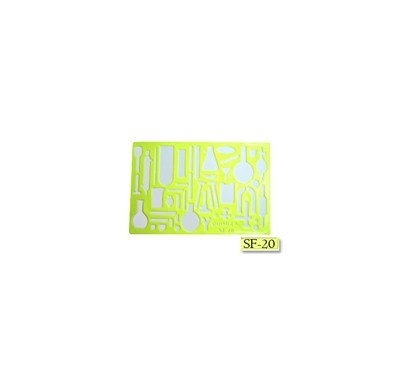 Gioser fluorescente Stencil 20 de quimica con 5 piezas